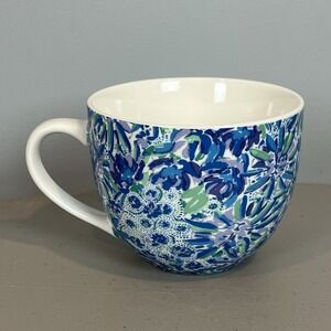 Lilly Pulitzer Coffee Mug Lion Around Blue Green Purple Floral Pattern No Gold